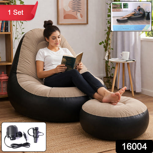 Inflatable Air Sofa Chair Set (1 Set 100x100x73 + 55x55x30 Cm)