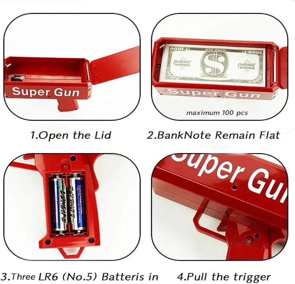Money Gun Cash Shooter Toy | Party Money Gun | Best Money Gun for Wedding & Events